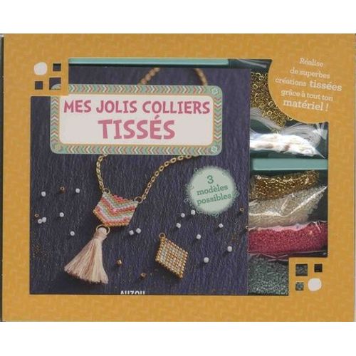 Mes Jolis Colliers Tissés - Avec Des Perles Blanches, Des Perles Roses, Des Perles Vert D'eau, Des Perles Dorées, Une Chaîne Dorée, Un Pompon, Une Bobine De Fil Et Des Anneaux De Raccord