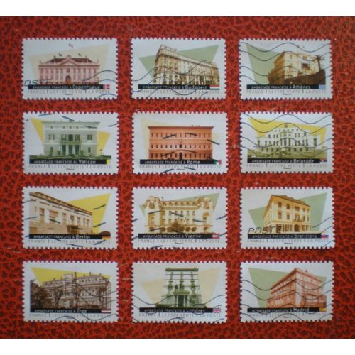Ambassades Françaises En Europe - Série Complète De 12 Timbres Oblitérés - France - Année 2024