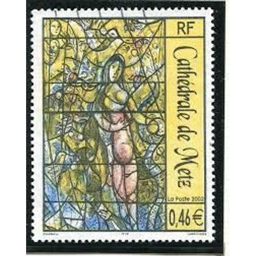 Art : Vitrail De La Cathédrale De Metz Oeuvre De Chagall Année 2002 N° 3498 Yvert Et Tellier Luxe