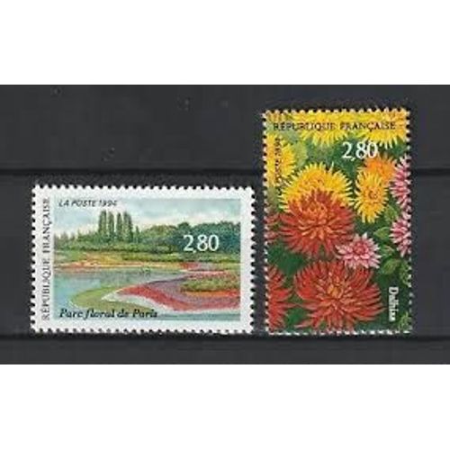 Salon Du Timbre : Er Salon Européen Des Loisirs Du Timbre : Parc Floral De Paris Et Dahlias La Paire Année 2909 2910 Yvert Et Tellier Luxe