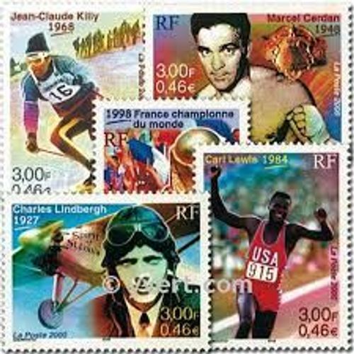 Le Sport : Célébrités Et Coupe Du Monde Série Complète Année 2000 N° 3312 3313 3314 3315 3316 Yvert Et Tellier Luxe