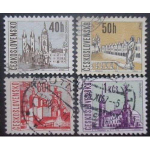 Tchecoslovaquie Série N°1519 Au 1522 Villes Oblitérés