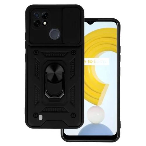 Coque Pour Realme C21 - Etui Housse Anneau Aimant Protection Camera Antichoc Noir