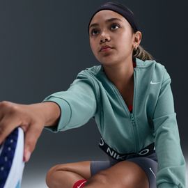 Sweat À Capuche Et Zip Dri-Fit Nike Pro Fleece Pour Ado (Fille) - Vert