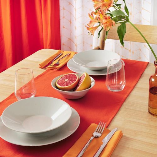 Chemin De Table 100% Lin Orange