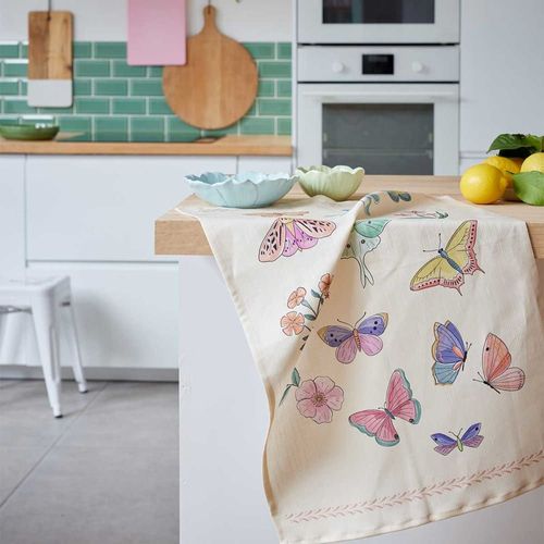 Torchon Imprimé En Coton Et Lin Multicolore 50x75cm