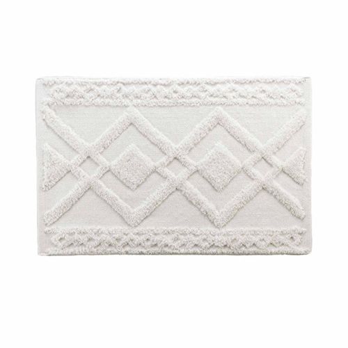 Tapis de bain coton jacquard tufté blanc 50x80cm
