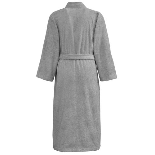 Peignoir Col Kimono En Coton Gris Perle Xxxl