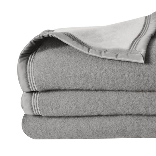 Couverture Laine Woolmark Double Face Gris Anthracite 240x220 Cm