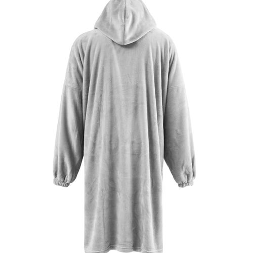 Poncho Polaire À Capuche Doux & Chaud Gris Cendré Taille Unique