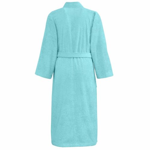 Peignoir Col Kimono En Coton Bleu Turquoise L