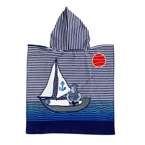 Poncho Microfibre Enfant Teddy 60x120cm Bleu