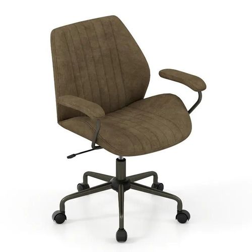Costway Chaise De Bureau Ergonomique Pivotante En Tissu Daim Avec Roulettes - Ajustable En Hauteur D¿Assise 45-52 Cm