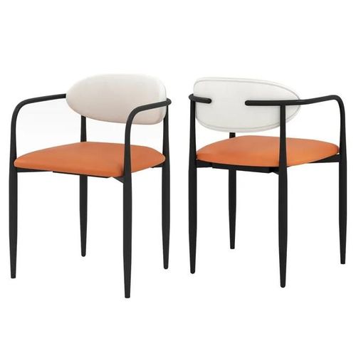 Costway Lot De 2 Chaises De Salle À Manger Modernes - Siège Rembourré, Dossier Courbé - Cadre En Métal 54 X 54 X 77 Cm
