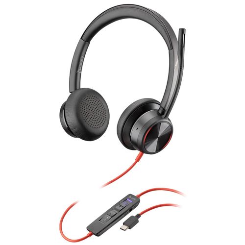 Poly Blackwire 8225-M - Blackwire 8200 series - micro-casque - sur-oreille - filaire - Suppresseur de bruit actif - USB-C - noir - Certifié pour Microsoft Teams