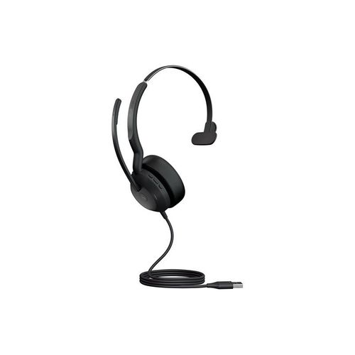 Jabra Evolve2 50 MS Mono - Micro-casque - sur-oreille - filaire - Suppresseur de bruit actif - USB-A - noir - certifié Zoom, Certifié pour Microsoft Teams, Cisco Webex Certified, Certifié...