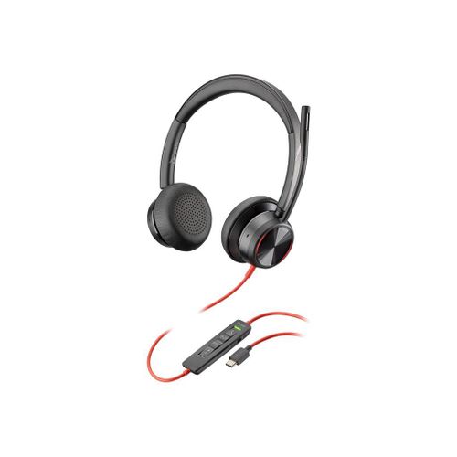 Poly Blackwire 8225 - Blackwire 8200 series - micro-casque - sur-oreille - filaire - Suppresseur de bruit actif - USB-C - noir - certifié Zoom