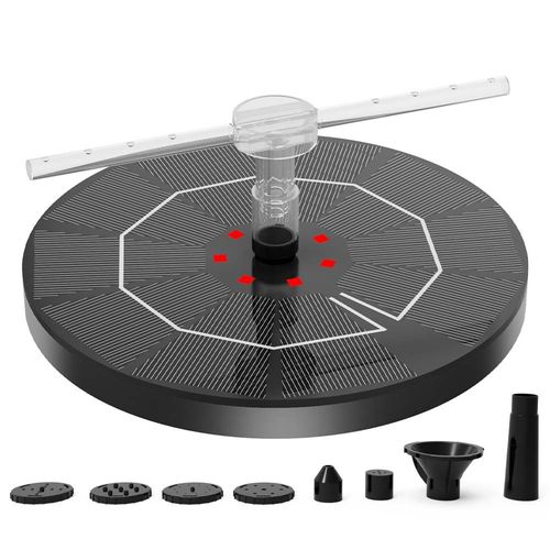 Fontaine solaire, pompe flottante pour bains d'oiseaux, étangs, piscines, aquariums, bols d'eau et décorations de jardin extérieur, lumières LED arc-en-ciel