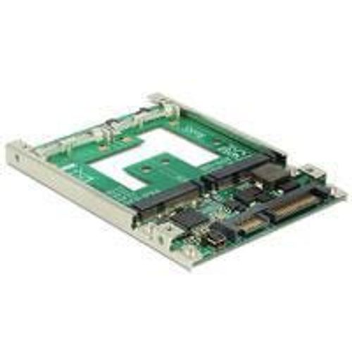Delock Converter 2.5" SATA 22 pin > mSATA with RAID - Contrôleur de stockage (RAID) - 2 Canal - SATA 6Gb/s - RAID RAID 0, 1, JBOD - SATA 6Gb/s