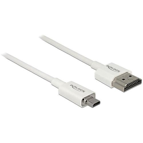 Delock High Speed HDMI with Ethernet - Câble HDMI avec Ethernet - HDMI mâle pour 19 pin micro HDMI Type D mâle - 50 cm - triple blindage - blanc - support 4K
