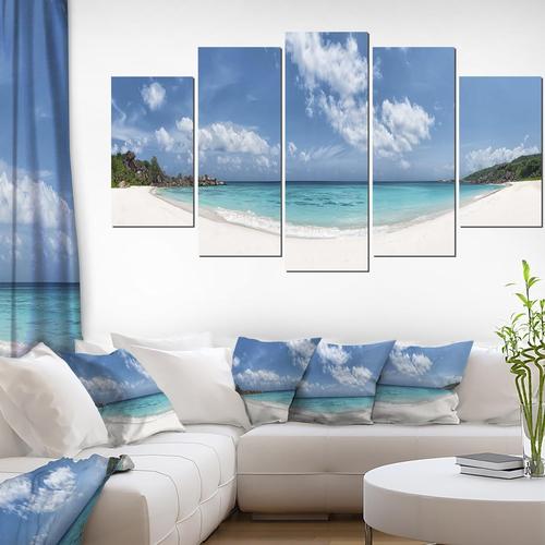 Majestic Seychelles Beach PanoramaSeascape Art Canvas PrintDiamond Shape 100 x 55 cm. (sans cadre)