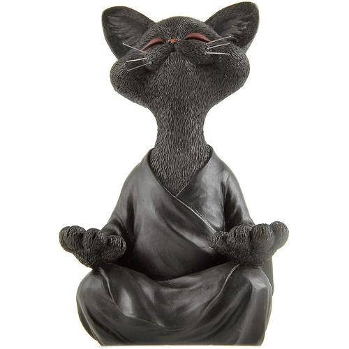 Figurine Fantaisiste De Chat De Bouddha, Collection De Yoga De Méditation, Cadeaux D?Amant De Chat Noir