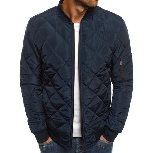 Veste Matelassee De Couleur Unie Pour Hommes, Losange Epais