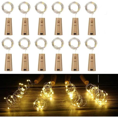 12Pcs Guirlande Lumineuse Bouteille,Noel LED Bouteille Guirlande Lumière, 2M 20 LED Lampes de Bouteille Décoration pour Noël Mariage