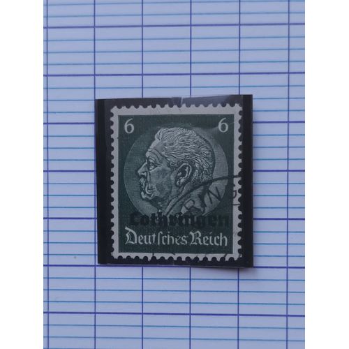 L231 -- Timbre Oblitéré Alsace Lorrainen° 27 -- Année 1940 -- Guerre De 1939/1945, Timbre D'allemagne Hidenburg ".