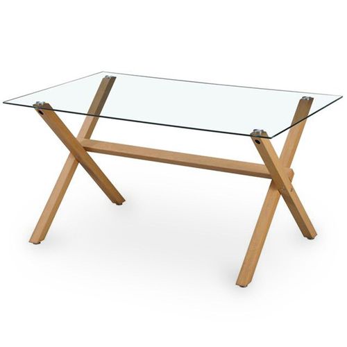 Table À Manger Rectangulaire - Design Scandinave - 6 Couverts - Liona Naturel
