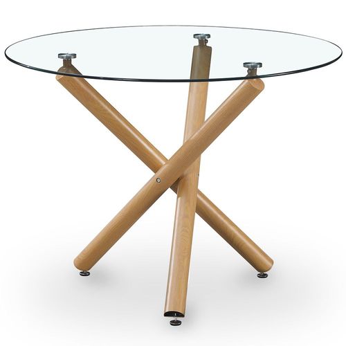 Table À Manger Ronde - Design Scandinave - 4/5 Couverts - Liona Naturel
