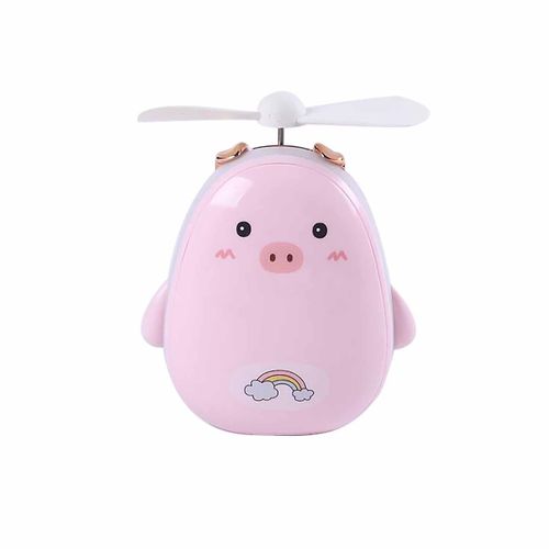 Lumière Led Dessin Animé Beauté Miroir Mini Usb Petit Ventilateur Créatif Nouveau Cadeau Portable Rose