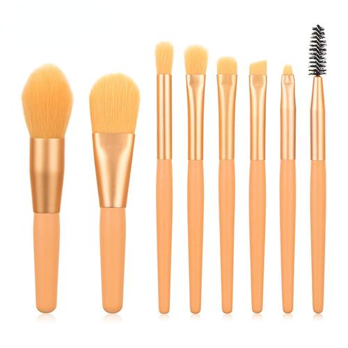 8 Pcs Mini Voyage Portable Doux Pinceaux De Maquillage Ensemble Fard À Paupières Fondation Poudre Cils Lèvres Anti-Cernes Blush Make Up Brush Set 8pc Orange Seulement 