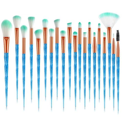 20 Pcs Diamant Pinceaux De Maquillage Ensemble Poudre Fond De Teint Blush Mélange Ombre À Paupières Lèvres Cosmétique Beauté Maquillage Brosse Pincel Maquiagem Bleu 