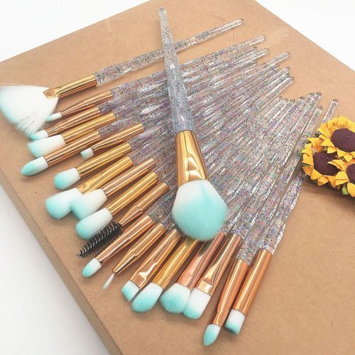20 Pièces Diamant Pinceaux De Maquillage Ensemble Poudre Fond De Teint Blush Mélange Ombre À Paupières Lèvres Cosmétique Beauté Maquillage Brosse Pincel Maquiagem 20 Pièces Poignée En Cristal 