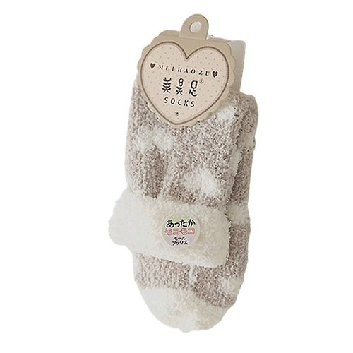 Femmes Warm Love Floor Doublure Polaire Cadeau Antidérapant Chaussettes D'hiver Kaki