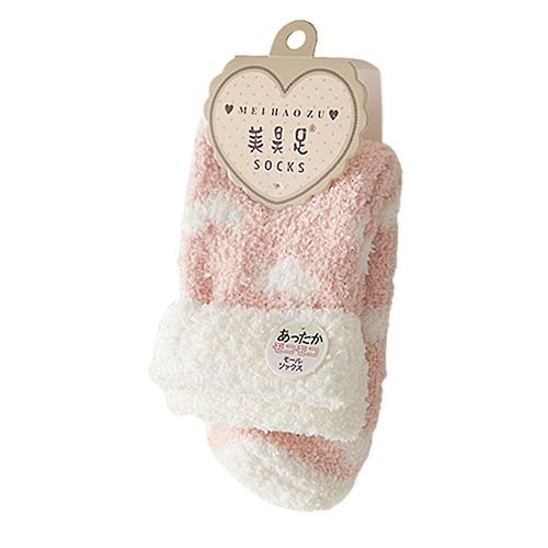 Chaussettes D'hiver Antidérapantes Pour Femmes, Doublure Polaire Warm Love Floor, Rose