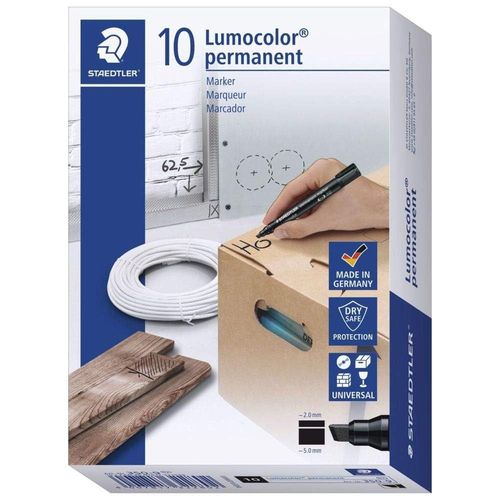 Staedtler Lot De 10 Marqueurs Permanent "Lumocolor 350" Pointe Biseau Bleu