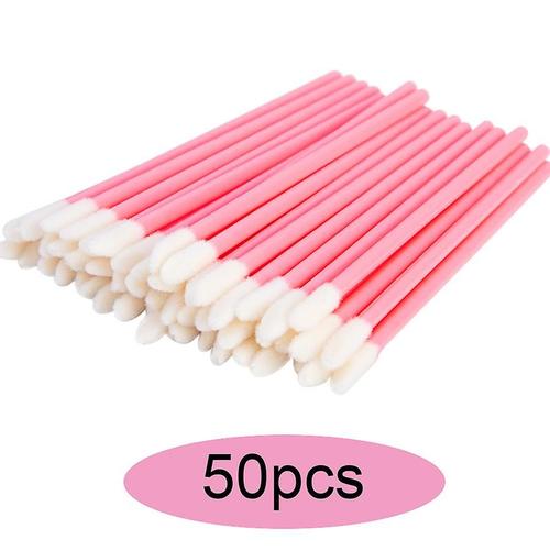 50/100/300/500 Pièces Brosses À Cils À Sourcils Bobines De Cils Baguettes De Mascara Applicateur Jetable Pour Outil De Maquillage D'extension De Cils Poignée Rose 50 