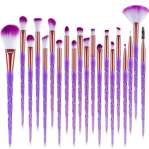 10/20 Pièces Ensemble De Pinceaux De Maquillage Diamant Fond De Teint Poudre Fard À Joues Mélange Ombre À Paupières Lèvres Cosmétique Beauté Maquillage Brosse Trousse À Outils 20 Pièces Or Violet 