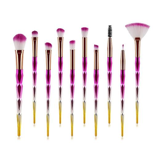 10/20 Pièces Ensemble De Pinceaux De Maquillage Diamant Fond De Teint Poudre Blush Mélange Ombre À Paupières Lèvres Cosmétique Beauté Maquillage Brosse Trousse À Outils 10 Pcs Or Violet 