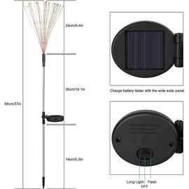 Feu d'artifice solaire lumière herbe Globe pissenlit 60/150/200 Led lampe de feu d'artifice pour jardin pelouse paysage vacances lumières de noël blanc chaud 120led