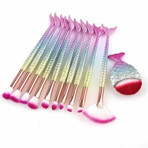 Lot De 10/11 Pinceaux De Maquillage Multi-Tailles Pour Fond De Teint, Sourcils, Eye-Liner, Fard À Joues, Pinceaux Cosmétiques Anti-Cernes, Ensemble De Pinceaux De Fond De Teint, Rouge, 11 Pièces 