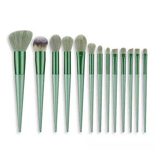 13 Pièces Ensemble De Pinceaux De Maquillage Professionnel Poudre Cosmétique Ombre À Paupières Fond De Teint Blush Mélange Correcteur Beauté Maquillage Outil Pinceaux Vert Sans Sac 