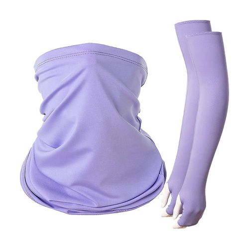 Manchons De Protection Solaire En Plein Air Ensemble Foulard Unisexe Tendance D'été Équipement De Sport De Cyclisme Taille Unique Violet Clair