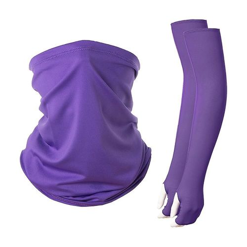 Ensemble De Foulards Unisexe Avec Manches De Protection Solaire En Plein Air, Tendance D'été, Équipement De Sport De Cyclisme, Taille Unique, Violet Foncé