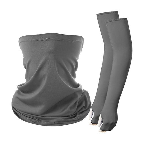 Manchons De Protection Solaire En Plein Air Ensemble Foulard Unisexe Tendance D'été Équipement De Sport De Cyclisme Taille Unique Gris Foncé
