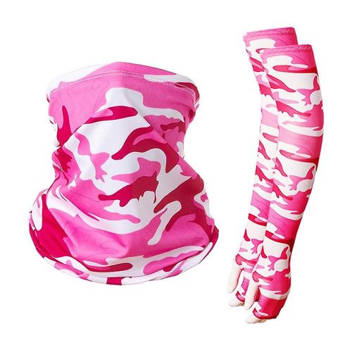 Ensemble De Foulards Unisexe Avec Manches De Protection Solaire En Plein Air, Tendance D'été, Équipement De Sport De Cyclisme, Taille Unique, Camouflage Rose Rouge