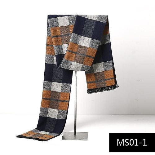 Écharpe En Imitation Cachemire Pour Hommes Automne Hiver Foulard Chaud 180x30cm Couleur 1