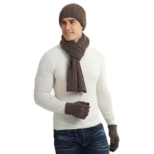 Costume Chaud Haut De Gamme En Laine Tricotée, Écharpe Épaisse De Couleur Mixte, Gants Trois Pièces, Taille Unique, Militaire Vert, Hiver Et Automne